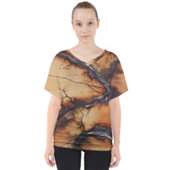 Texture Woodgrain Pattern Nature Wood Pattern V-neck Dolman Drape Top