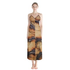 Texture Woodgrain Pattern Nature Wood Pattern Button Up Chiffon Maxi Dress