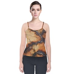 Texture Woodgrain Pattern Nature Wood Pattern Velvet Spaghetti Strap Top by Maspions