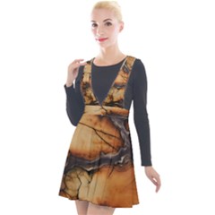 Texture Woodgrain Pattern Nature Wood Pattern Plunge Pinafore Velour Dress