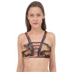 Texture Woodgrain Pattern Nature Wood Pattern Cage Up Bikini Top