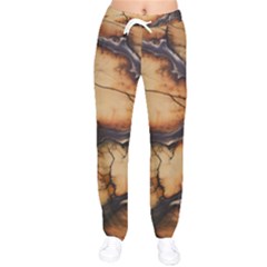 Texture Woodgrain Pattern Nature Wood Pattern Women Velvet Drawstring Pants