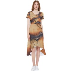 Texture Woodgrain Pattern Nature Wood Pattern High Low Boho Dress