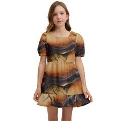 Texture Woodgrain Pattern Nature Wood Pattern Kids  Short Sleeve Dolly Dress