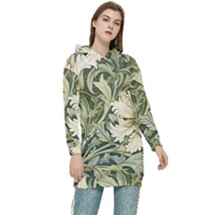 Flower Floral Pattern Floral Digital Paper Spring Flora Botanical Blossom Bloom Vintage Art Women s Long Oversized Pullover Hoodie