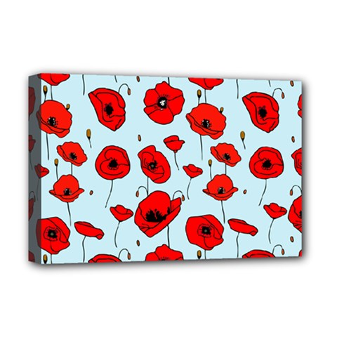 Poppies Flowers Red Seamless Pattern Deluxe Canvas 18  X 12  (stretched)