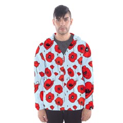 Poppies Flowers Red Seamless Pattern Men s Hooded Windbreaker