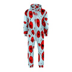 Poppies Flowers Red Seamless Pattern Hooded Jumpsuit (kids)