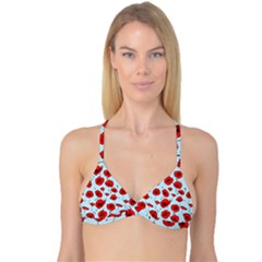 Poppies Flowers Red Seamless Pattern Reversible Tri Bikini Top