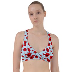 Poppies Flowers Red Seamless Pattern Sweetheart Sports Bra