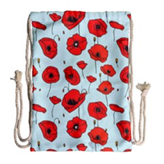 Poppies Flowers Red Seamless Pattern Drawstring Bag (large)