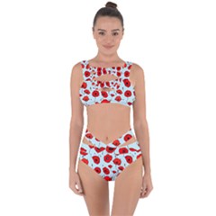 Poppies Flowers Red Seamless Pattern Bandaged Up Bikini Set 