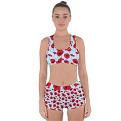 Poppies Flowers Red Seamless Pattern Racerback Boyleg Bikini Set