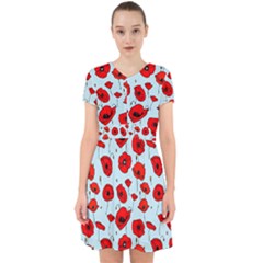 Poppies Flowers Red Seamless Pattern Adorable In Chiffon Dress