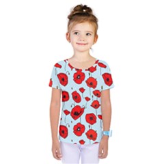 Poppies Flowers Red Seamless Pattern Kids  One Piece T-shirt