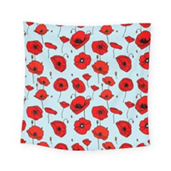 Poppies Flowers Red Seamless Pattern Square Tapestry (small)