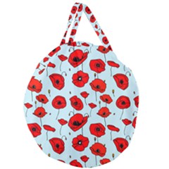 Poppies Flowers Red Seamless Pattern Giant Round Zipper Tote