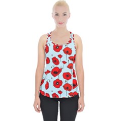 Poppies Flowers Red Seamless Pattern Piece Up Tank Top