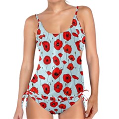 Poppies Flowers Red Seamless Pattern Tankini Set