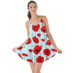 Poppies Flowers Red Seamless Pattern Love The Sun Cover Up