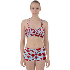 Poppies Flowers Red Seamless Pattern Perfect Fit Gym Set