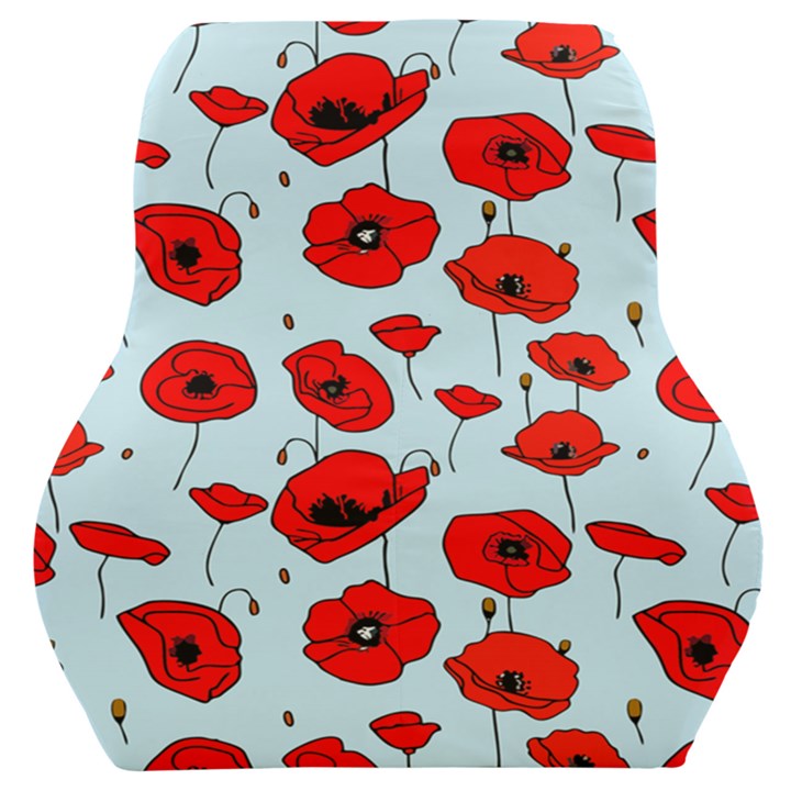 Poppies Flowers Red Seamless Pattern Car Seat Back Cushion 