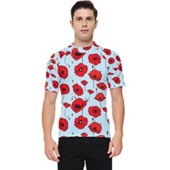 Poppies Flowers Red Seamless Pattern Men s Short Sleeve Rash Guard