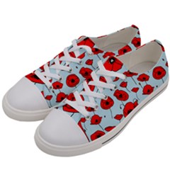 Poppies Flowers Red Seamless Pattern Men s Low Top Canvas Sneakers