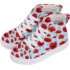 Poppies Flowers Red Seamless Pattern Kids  Hi-top Skate Sneakers