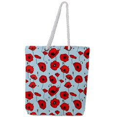 Poppies Flowers Red Seamless Pattern Full Print Rope Handle Tote (large)