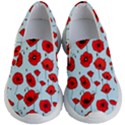 Poppies Flowers Red Seamless Pattern Kids Lightweight Slip Ons View1