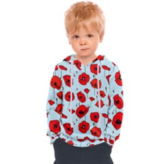 Poppies Flowers Red Seamless Pattern Kids  Overhead Hoodie