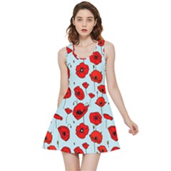 Poppies Flowers Red Seamless Pattern Inside Out Reversible Sleeveless Dress