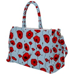 Poppies Flowers Red Seamless Pattern Duffel Travel Bag