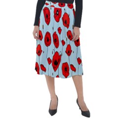 Poppies Flowers Red Seamless Pattern Classic Velour Midi Skirt 