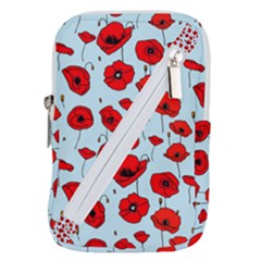 Poppies Flowers Red Seamless Pattern Belt Pouch Bag (small)