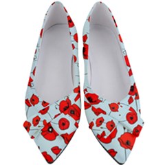 Poppies Flowers Red Seamless Pattern Women s Bow Heels