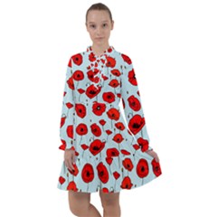 Poppies Flowers Red Seamless Pattern All Frills Chiffon Dress by Maspions