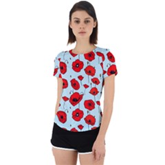 Poppies Flowers Red Seamless Pattern Back Cut Out Sport T-shirt