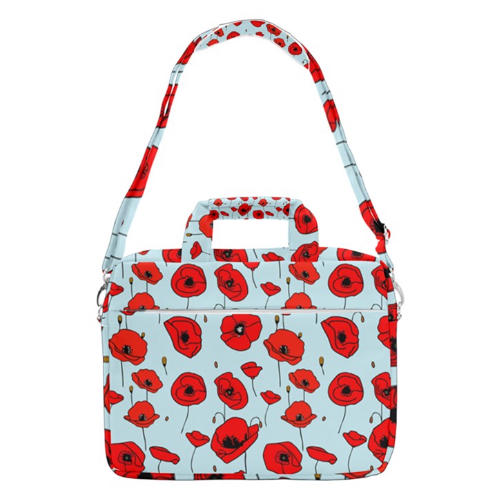 Poppies Flowers Red Seamless Pattern MacBook Pro 15  Shoulder Laptop Bag