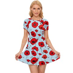 Poppies Flowers Red Seamless Pattern Women s Sports Wear Set