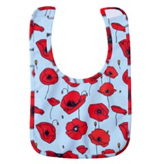 Poppies Flowers Red Seamless Pattern Baby Bib