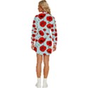 Poppies Flowers Red Seamless Pattern Womens Long Sleeve Shirt Dress View4