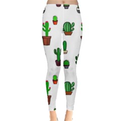 Cactus Plants Background Pattern Seamless Everyday Leggings  by Maspions