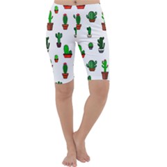 Cactus Plants Background Pattern Seamless Cropped Leggings 