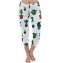 Cactus Plants Background Pattern Seamless Capri Winter Leggings  View1