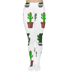 Cactus Plants Background Pattern Seamless Tights