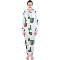 Cactus Plants Background Pattern Seamless Hooded Jumpsuit (ladies)