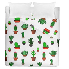 Cactus Plants Background Pattern Seamless Duvet Cover Double Side (queen Size) by Maspions