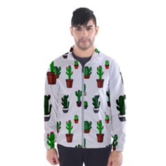 Cactus Plants Background Pattern Seamless Men s Windbreaker